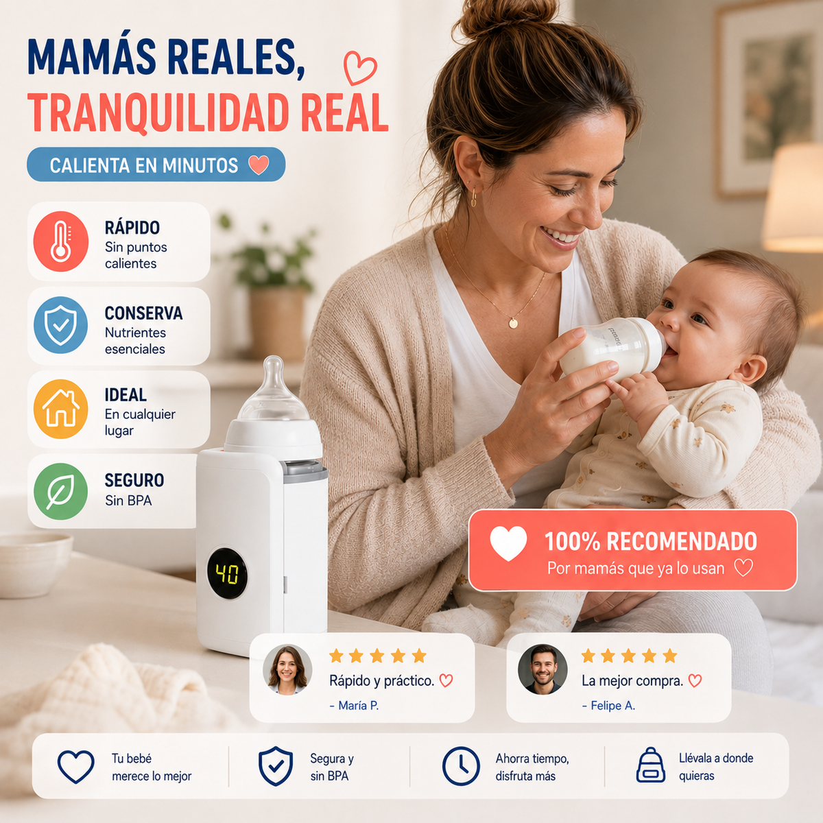 NutriWarm™ – Temperatura Perfecta para tu Bebé, Portátil