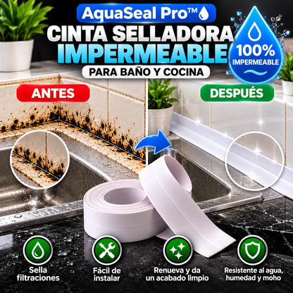 AquaSeal Pro™  Cinta Selladora Impermeable para Baño y Cocina.