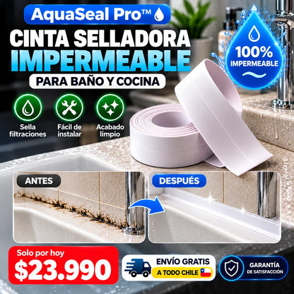 AquaSeal Pro™  Cinta Selladora Impermeable para Baño y Cocina.